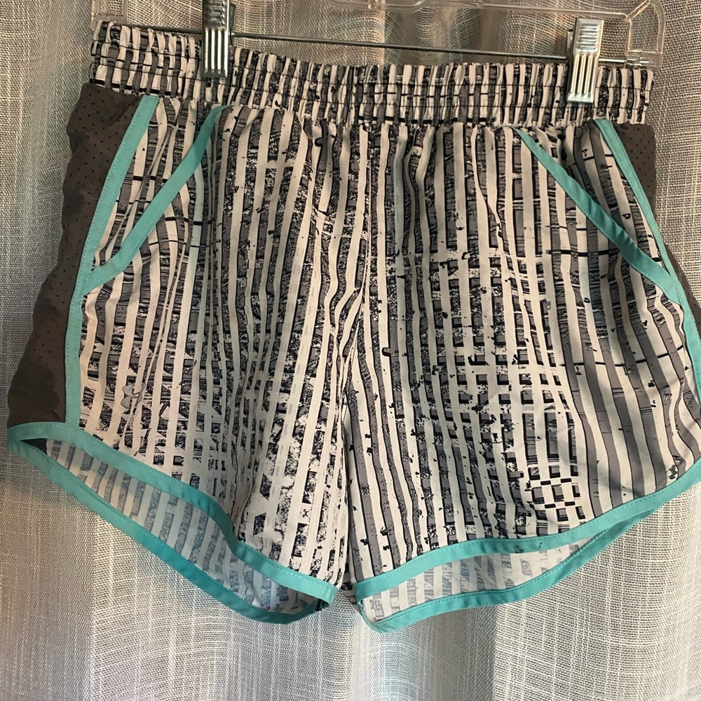 Under Armour Women's Black and Teal Athletic Shorts